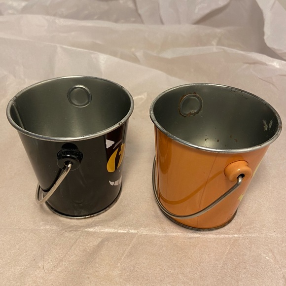 Vintage Halloween Buckets 2 mini pail Black Cat Jack O Lantern pumpkin face 90s - Picture 5 of 16